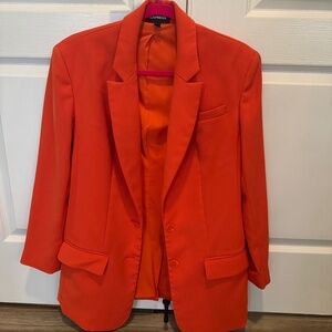Express Orange Notch Lapel Oversized Boyfriend Blazer Size XS
